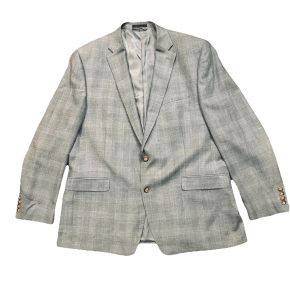 Lauren Ralph Lauren Blazer Men Size:46L Gray Plaid Silk Wool Blend 2 Vents - Picture 3 of 14